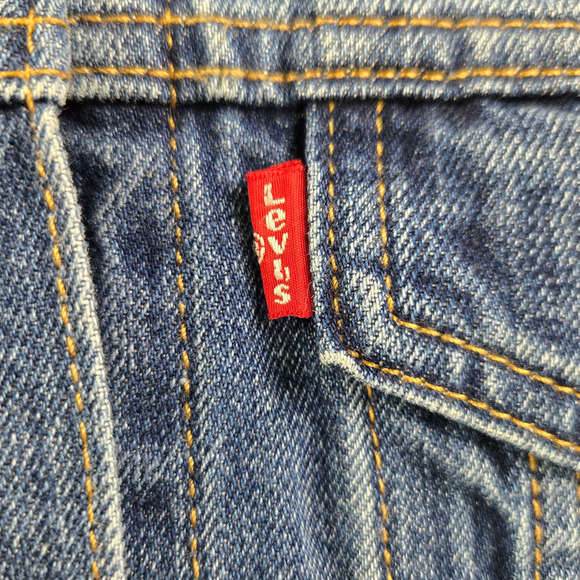 Levi’s Trucker Jean Jacket Patchwork Americana Graphic Statement Denim Size XS - Picture 5 of 13